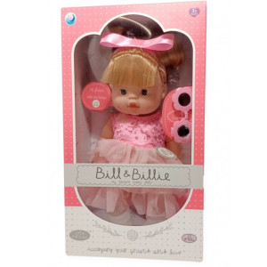 Papusa Bill&Billie interactiva, Rochita Roz - 32 cm