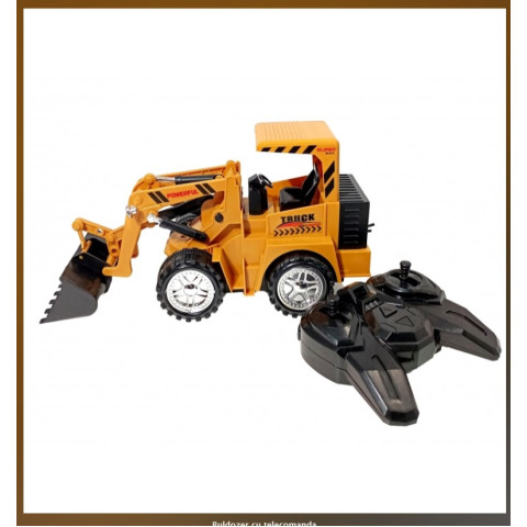 Buldozer electric cu telecomanda , Galben , 27 cm