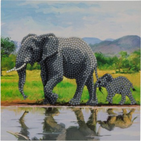 Set creativ tablou cu cristale Elefant 18x18cm Craft Buddy