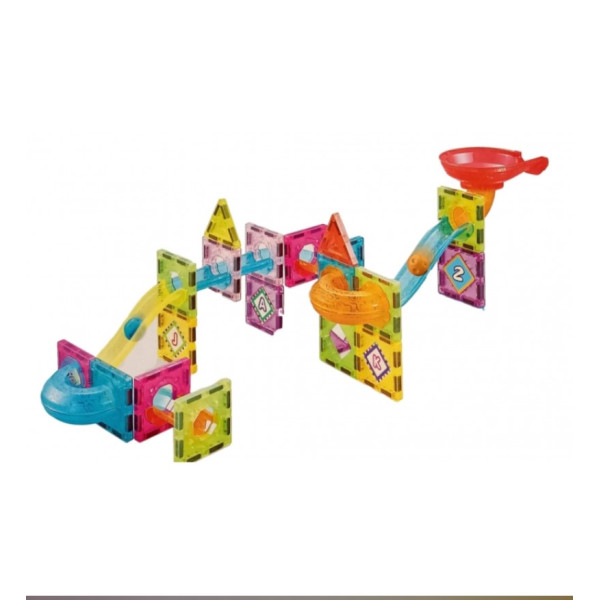 Set de Constructie topogan magnetic, 61 piese, Multicolor