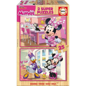Puzzle 2 in 1 Educa - Disney Minnie Mouse, Happy helpers, 2x25 piese