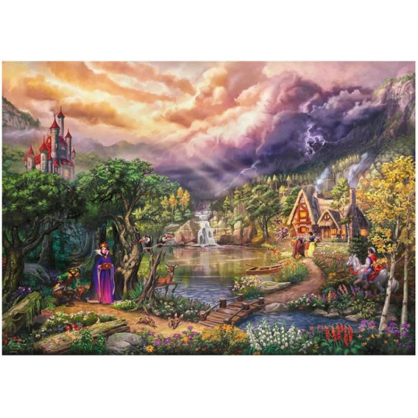 Puzzle 1000 piese, Thomas Kinkade - Disney - Alba ca Zapada si Regina, Schmidt