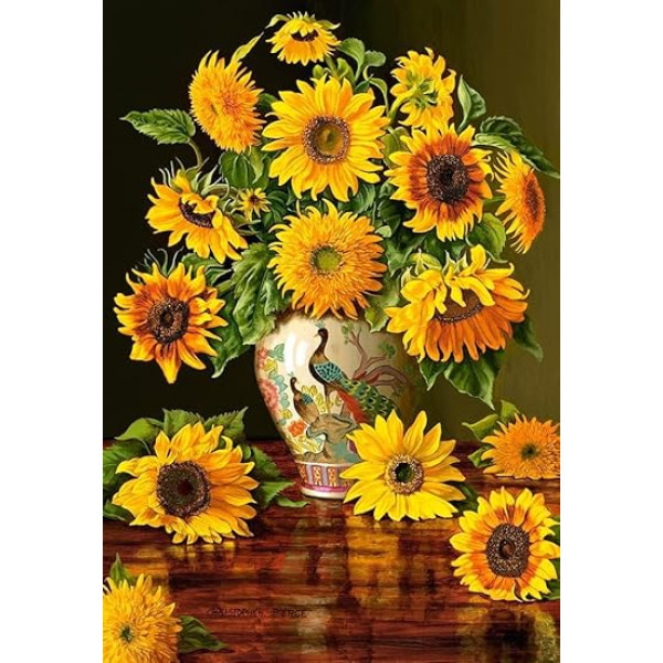 Castorland Sunflowers in a Peacock Vase Puzzle 1000 Piece Castorland Sunflowers in a Peacock Vase Puzzle 1000 Piece