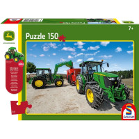 Puzzle Schmidt: John Deere - Tractor seria 5M, 150 piese + Cadou: macheta Siku