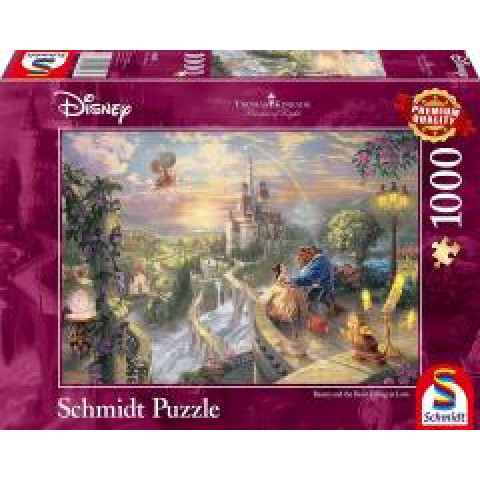 Puzzle 1000 de piese - Thomas Kinkade - Disney Beauty and the Beast Falling in Love