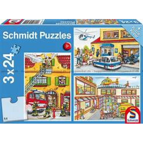 Puzzle Schmidt Puzzle 3x24 Poliție, pompieri, paramedici