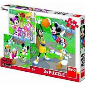 Puzzle 3 in 1 - Mickey si Minnie sportivii (55 piese)