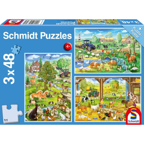 Puzzle Schmidt - Bauernhof, 3x48 piese