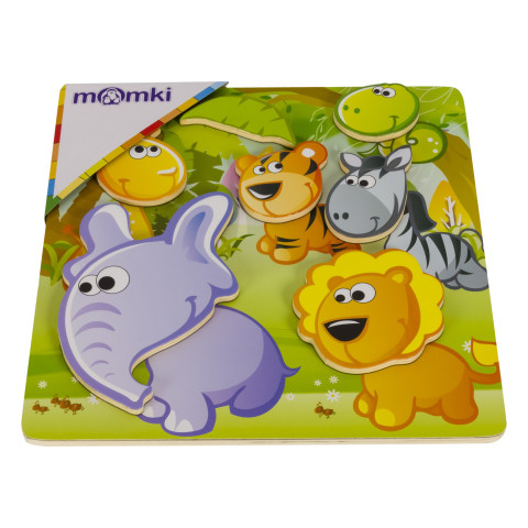 Puzzle magnetic 3D Momki, din lemn