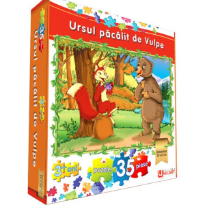 Puzzle 35 piese - Ursul păcălit de Vulpe
