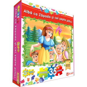 Puzzle 35 piese . Albă ca zăpada și cei șapte pitici