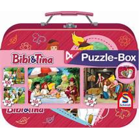 Puzzle Schmidt - Bibi & Tina, 2x100 + 2x150 pieces, metal box
