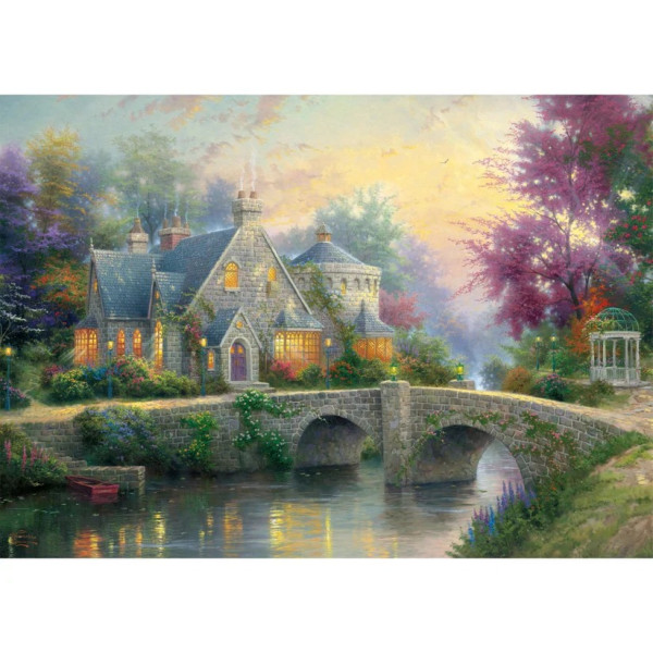Puzzle Schmidt: Thomas Kinkade - Kinkade: Conac in lumina serii / Iarna la conac, Set de 2*1000 piese
