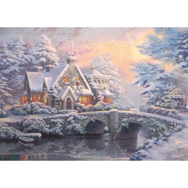 Puzzle Schmidt: Thomas Kinkade - Kinkade: Conac in lumina serii / Iarna la conac, Set de 2*1000 piese