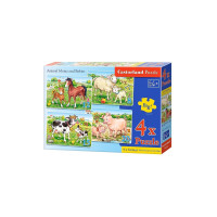 Puzzle 4 in 1 Castorland - Animal Moms and Babies, 8/12/15/20 piese