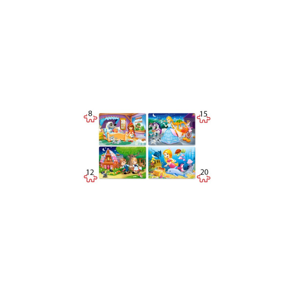 Puzzle 4 in 1 Castorland - Beautiful fairy tales, 8/12/15/20 piese