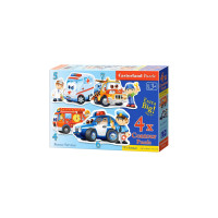 Puzzle Castorland 4 in 1 - Rescue Services, 4/5/6/7 Piese