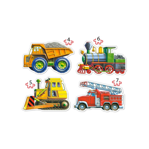 Puzzle Castorland 4 in 1 - Vehicles, 4/5/6/7 Piese