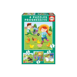 Puzzle Educa - Farm Animals, 6/9/12/16 piese